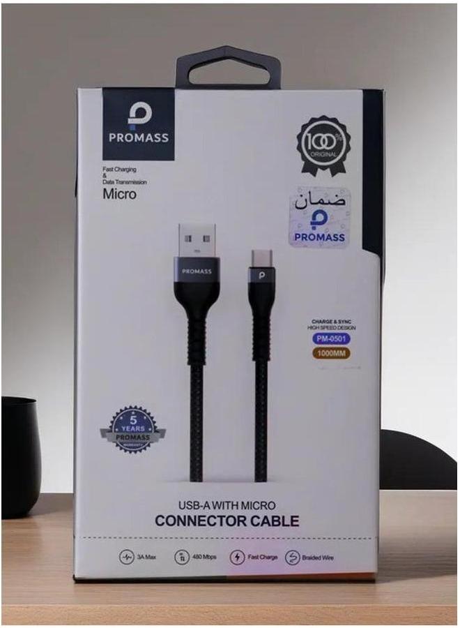 PROMASS Universal USB-A to Micro Connector Cable