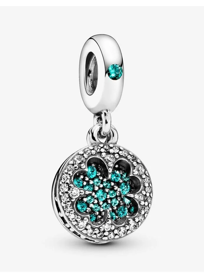 PANDORA PANDORA Clover silver dangle with royal green, aqua green crystal and clear cubic zirconia