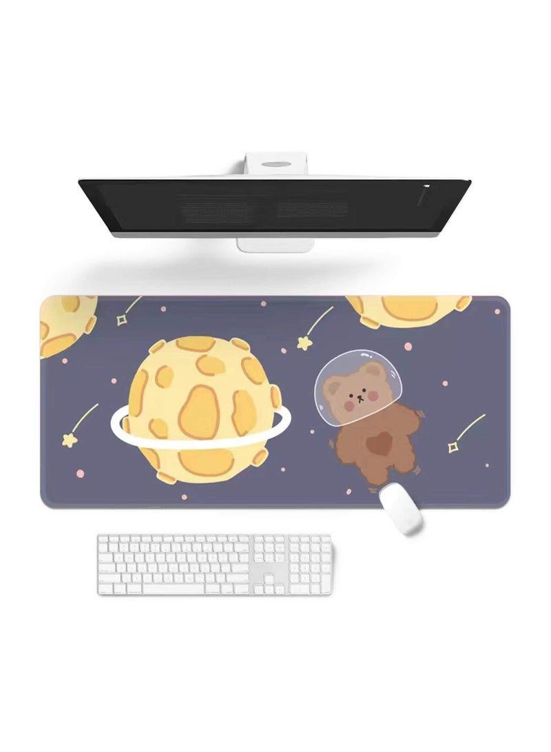 SYOSI Mouse Pad Desk Gaming Accessories Astronaut Bear Mouse Pad,  Astronaut Bear Office Decor Desk Mousepad Large, 80x30x0.2cm Extended Keyboard Mousepad With Stitched Edges Non-Slip Rubber - Image 1