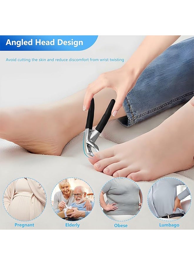 مقص أظافر قدم مكون من 4 قطع لكبار السن ذوي الأظافر السميكة، مقص أظافر قوي وحاد للغاية - مقص أظافر شديد التحمل للأظافر الغائرة، للأظافر السميكة بفك عريض - Image 5