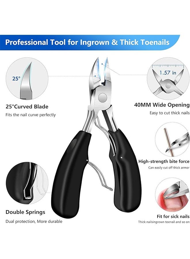 مقص أظافر قدم مكون من 4 قطع لكبار السن ذوي الأظافر السميكة، مقص أظافر قوي وحاد للغاية - مقص أظافر شديد التحمل للأظافر الغائرة، للأظافر السميكة بفك عريض - Image 3