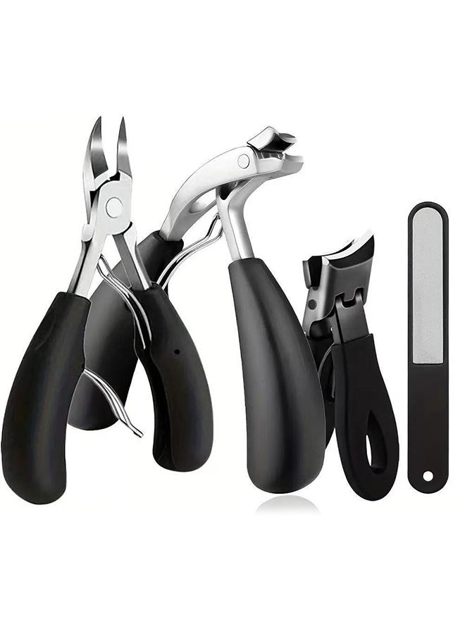 مقص أظافر قدم مكون من 4 قطع لكبار السن ذوي الأظافر السميكة، مقص أظافر قوي وحاد للغاية - مقص أظافر شديد التحمل للأظافر الغائرة، للأظافر السميكة بفك عريض - Image 1