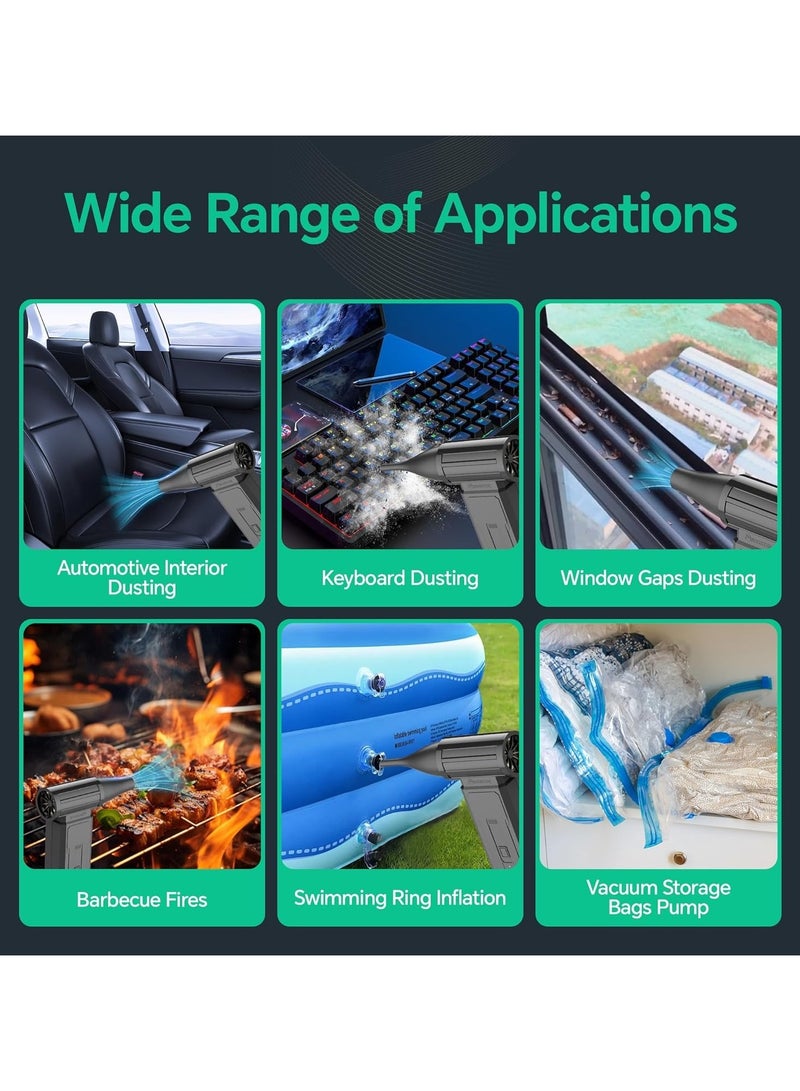 Booster Compressed Air Duster – 4-Speed, 100,000 RPM Turbo Fan, USB-C Rechargeable, No Canned Air, for PC, Keyboard, Car, Home Cleaning - Image 5