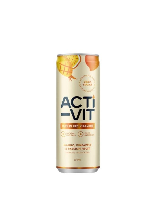 Sparkling Vitamin Drink, Mango/Pineapple/Passion Fruit - 330ml, UK