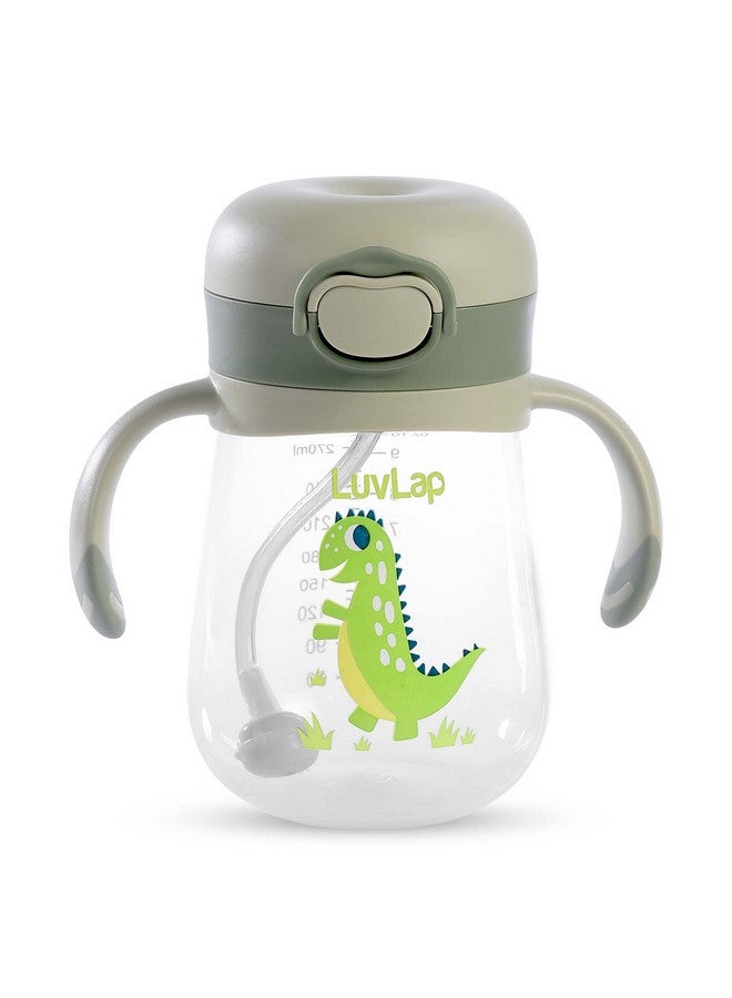 Luvlap كوب مصاصة سيليكون ناعم مقاوم للعض للأطفال مع مقبض، مع مصاصة مثبتة، كوب مصاصة مع قفل مضاد للتسرب، خالي من BPA، 6 أشهر فأكثر، 300 مل، أخضر - Image 1