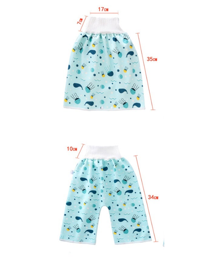 JCB CHIC تنورة حفاضات قصيرة، شورت حفاضات قصير لتدريب الطفل على التبول للطفل الرضيع، تنورة تدريب على التبول للطفل الرضيع، صبي صغير، فتاة صغيرة للنوم ليلاً للنوم مضاد للامتصاص ومضاد للتسرب من 0-8 سنوات （2 قطعة） - Image 2