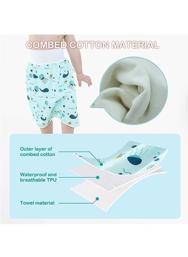 JCB CHIC تنورة حفاضات قصيرة، شورت حفاضات قصير لتدريب الطفل على التبول للطفل الرضيع، تنورة تدريب على التبول للطفل الرضيع، صبي صغير، فتاة صغيرة للنوم ليلاً للنوم مضاد للامتصاص ومضاد للتسرب من 0-8 سنوات （2 قطعة） - Image 3