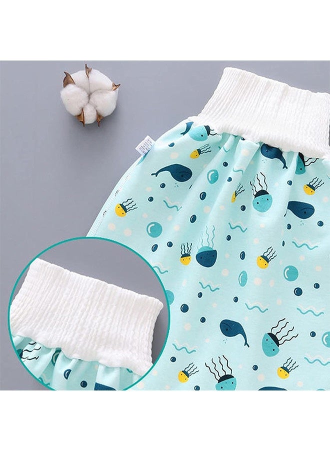 JCB CHIC تنورة حفاضات قصيرة، شورت حفاضات قصير لتدريب الطفل على التبول للطفل الرضيع، تنورة تدريب على التبول للطفل الرضيع، صبي صغير، فتاة صغيرة للنوم ليلاً للنوم مضاد للامتصاص ومضاد للتسرب من 0-8 سنوات （2 قطعة） - Image 5