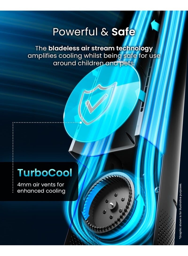 Pro Breeze 40 inch Bladeless Tower Fan with DC Motor - Ultra Quiet Fan with Remote Control, LED Display, 6 Fan Speeds, 5 Operation Modes, 60° Automatic Oscillation & 7H Timer (Black)  - Image 3