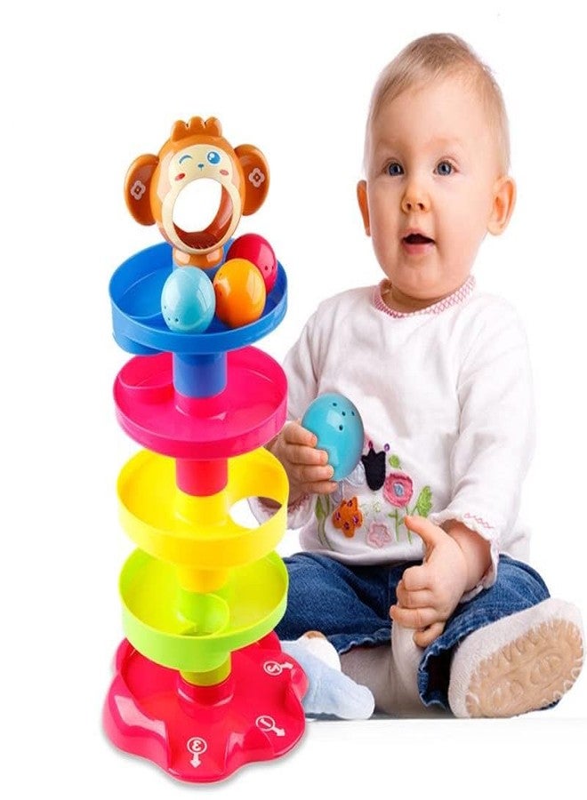 Tinytotem Ramp Roll, Ball Drop and Roll Swirling Tower for Toddler|3 Puzzle Rattle Balls Non Toxic Material| StackToy for Kids Ages 3+: Interactive Fun Excitement (Roll Ball for Kids),multicolor - Image 1