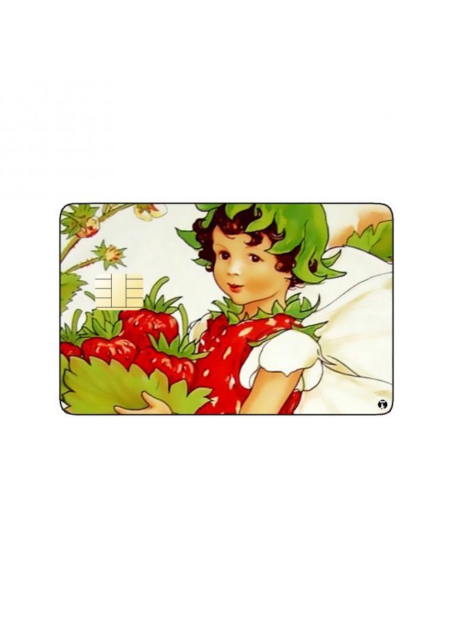 RKN PRINTED BANK CARD STICKER Cute Girl Drawing With Strawberries - Image 2