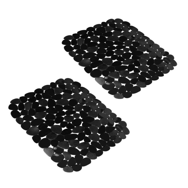 Yiter Kitchen Sink Mats 2Pcs Adjustable Black PVC Sink Protector Mats for Stainless Steel Sink or Porcelain Sink Dish Drying Mat for Bathroom Kitchen Sink Countertop 158 x 12 inch