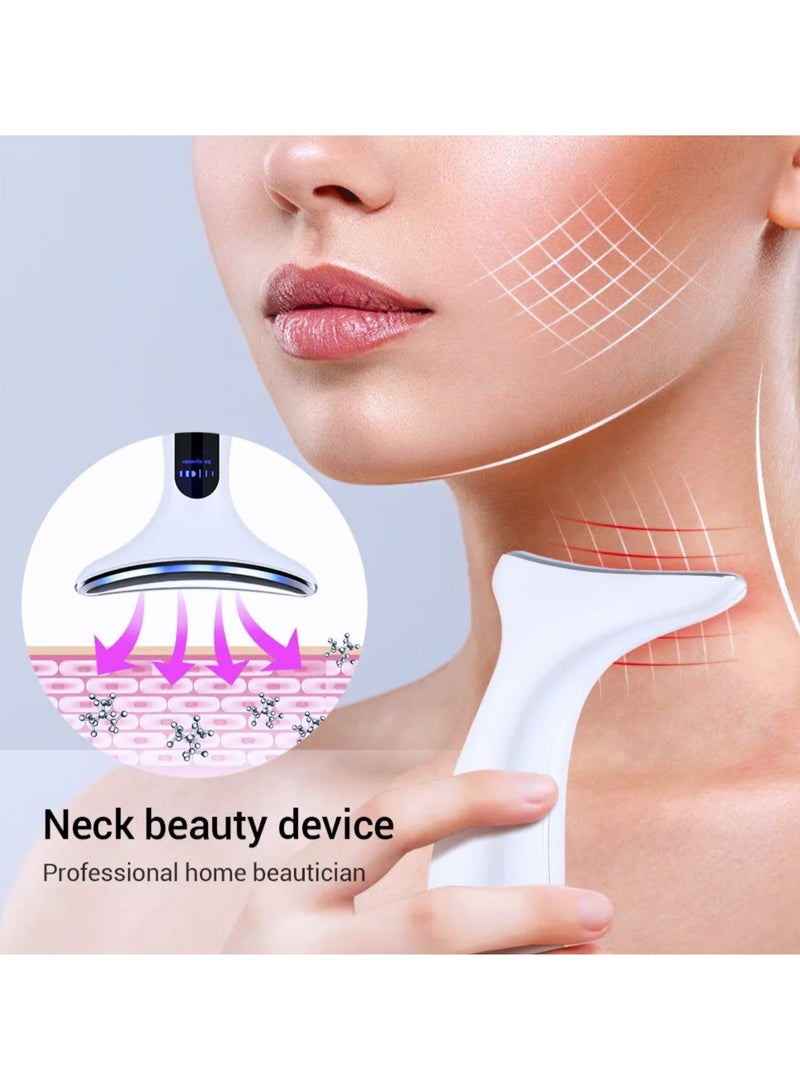 Neck Beauty Device & Face Lifting 3 color Light Led Photon Anti Wrinkle Anti Aging Lighten Neck Lines Beauty machine (White) - Image 3