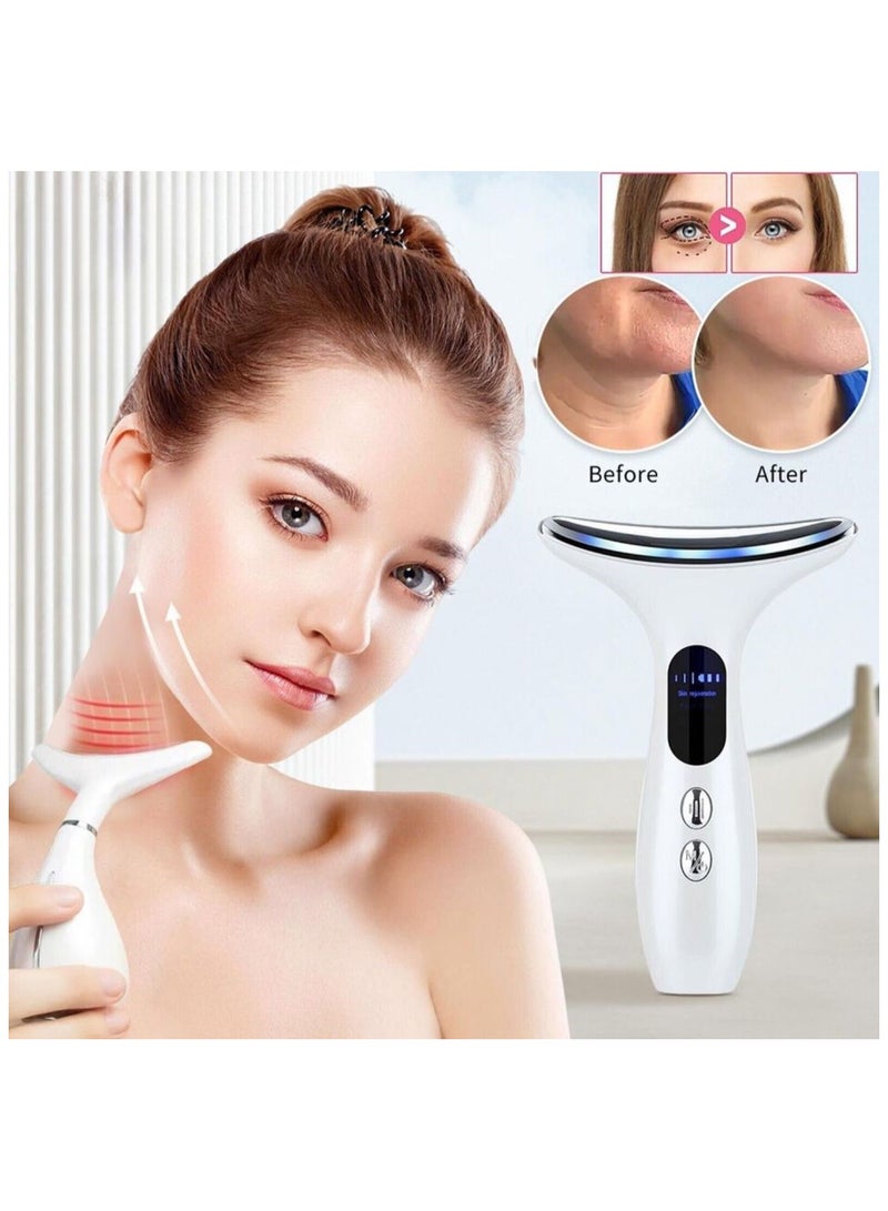 Neck Beauty Device & Face Lifting 3 color Light Led Photon Anti Wrinkle Anti Aging Lighten Neck Lines Beauty machine (White) - Image 4