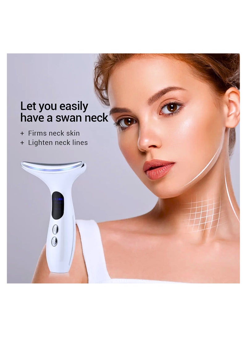 Neck Beauty Device & Face Lifting 3 color Light Led Photon Anti Wrinkle Anti Aging Lighten Neck Lines Beauty machine (White) - Image 5