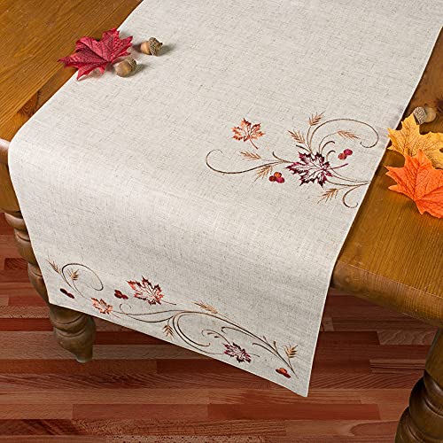 DII Fall Table Decorations Indoor Dcor Thanksgiving Table Runner 14x108 Autumn Wheat - Image 3