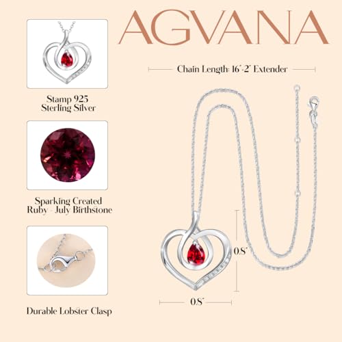 AGVANA July Birthstone Jewelry Ruby Necklace for Women Sterling Silver Forever Love Infinity Heart Pendant Necklace Anniversary Birthday Gifts for Women Mom Wife Her - Image 4