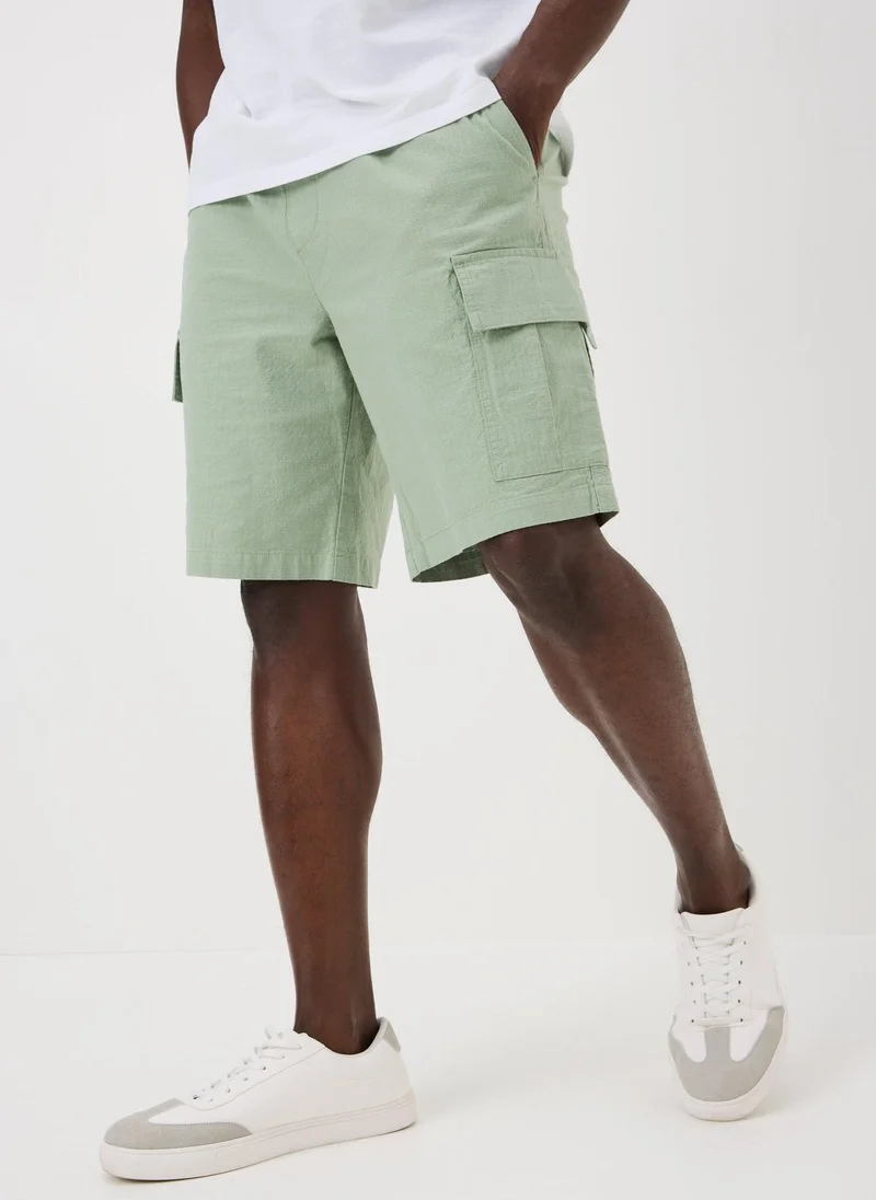 ماتلان Green Linen Blend Cargo Shorts