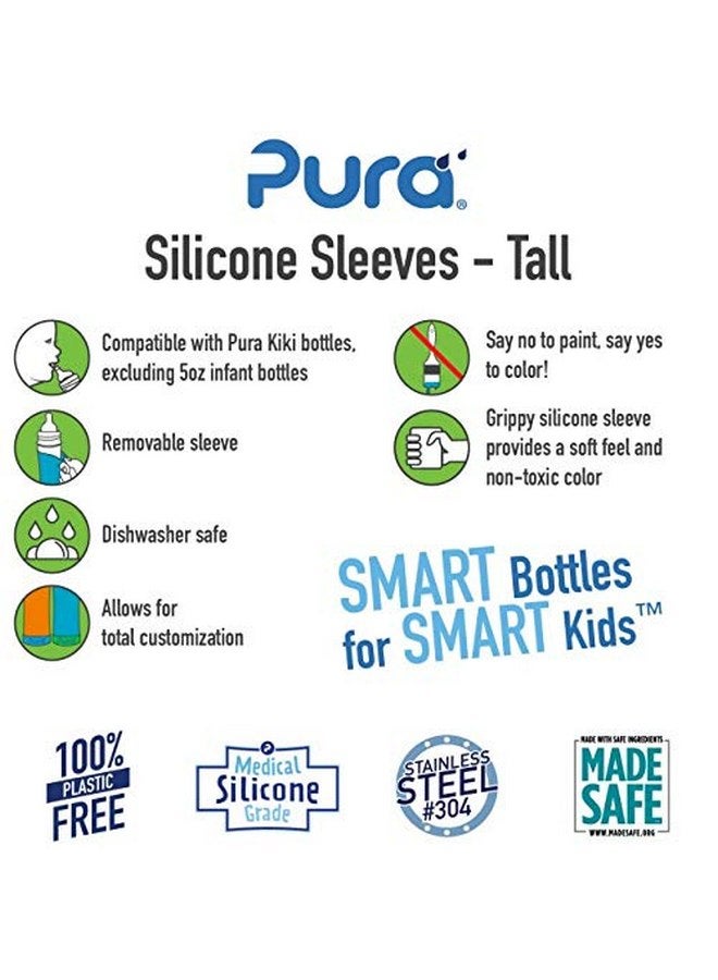 بيورا جراب سيليكون طويل من Pura Kiki للزجاجة - خالٍ من البلاستيك، درجة طبية، يعزز قبضة المقبض والحماية والعزل متوافق مع زجاجات Pura المصنوعة من الفولاذ المقاوم للصدأ سعة 9 أونصة و11 أونصة - أزرق - Image 2