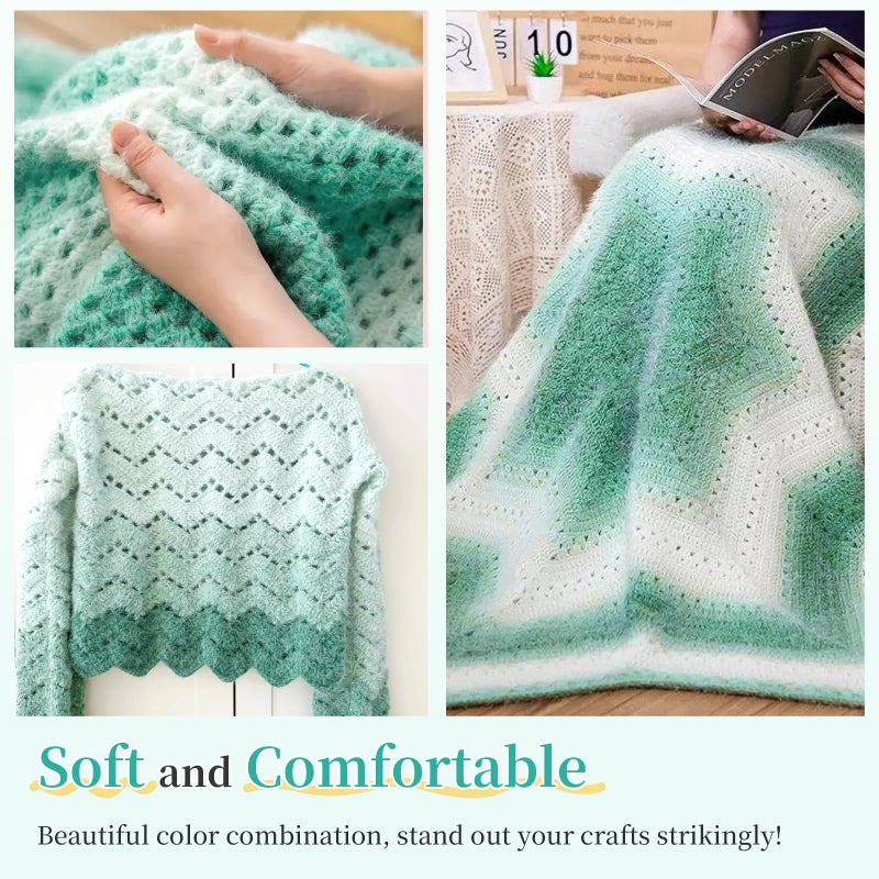 Aeelike Cake Yarn for Crocheting, Extra Large Gradient Yarn 4 x 190g (6.7 oz) 400m (437.5 Yards) 71% Acrylic 29% Nynon, Super Soft OmbrÃ© Yarns for Making Colorful Blanket Scarves Hat, Mint Green - Image 5