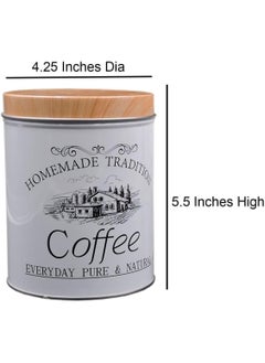 Generic 3-piece round metal coffee, sugar and tea canister set with classic style and wooden lid. Metal sugar and tea canister set, 1 kg  - Image 1