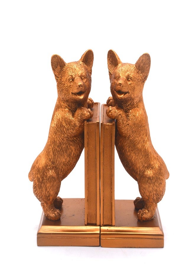 MONMOB Welsh Corgi Bookends Corgi Dog Statues Bookends for Heavy Books with Anti-Slip Base Book Holders for Home Office Decor Bookshelves - Image 2