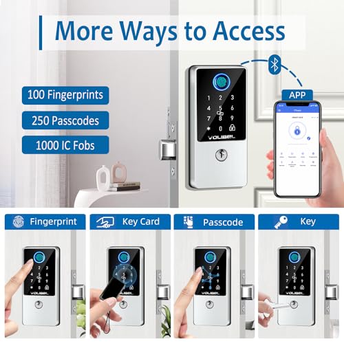 VOLIBeL Smart Lock, 7-in-1 Keyless Entry Door Lock with Fingerprint, Remote & Voice Control, Auto Lock, Electronic Touchscreen Deadbolt Lock, Biometric Smart Door Lock for Front Door, D1-T - Image 2
