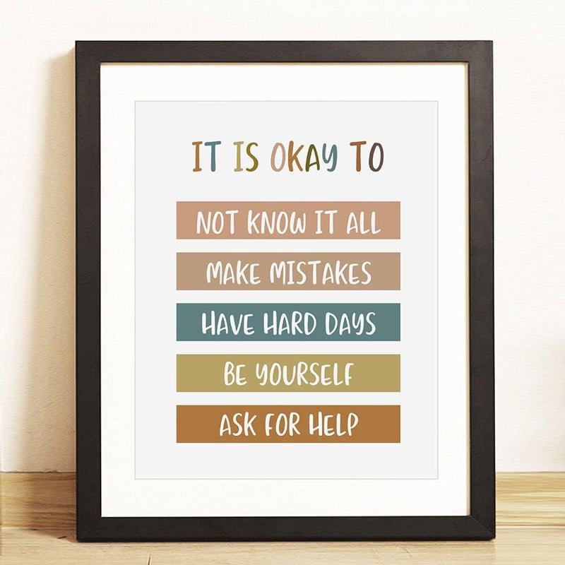 Luckam Boho Classroom Wall Decor - It Is Okay To Be Yourself - Teacher Gift, Child Art, Playroom Decor, Quotes - UNFRAMED (40*60 cm) - Image 4