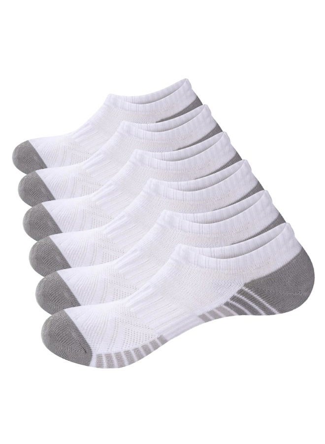 YUEDGE No Show Socks For Women Girls Size 4-7, Sweat Wicking Breathable Low Cut White Cotton Everyday Casual Athletic Invisible Socks, 6 Pairs - Image 1