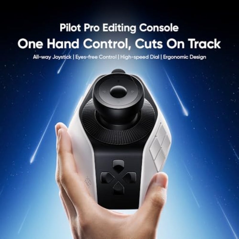 وحدة تحكم تحرير الفيديو لـ DaVinci Resolve وPremiere Pro: لوحة مفاتيح ماكرو لاسلكية قابلة للبرمجة بتقنية Bluetooth 5.3 مع عصا تحكم شاملة، 19 زرًا، أقراص ثلاثية الدوارة، بطارية 24 ساعة، هيكل من الألومنيوم الأسود - Image 2