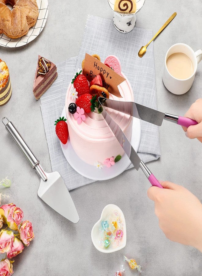 Cunhill 2 Pieces Cake Slicer Cutter Multi Function Stainless Steel Cake Spatula Server Set for Cakes Pie Desserts Pizza(Pink or Purple) - Image 4