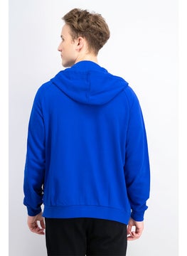 JOHN RICHMOND Men Sportswear Fit Full Zip Hooded Long Sleeves Brand Logo Sweatshirt, Blue  - Image 2