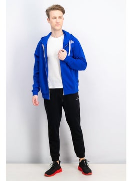 JOHN RICHMOND Men Sportswear Fit Full Zip Hooded Long Sleeves Brand Logo Sweatshirt, Blue  - Image 3