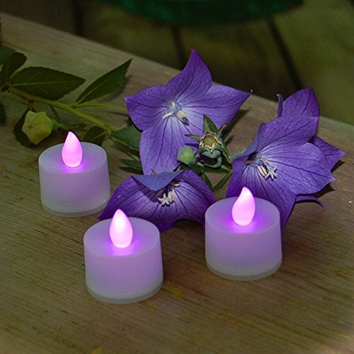 LumaBase Battery Operated Tea Light Candles, Pink - Set of 12 - Image 2