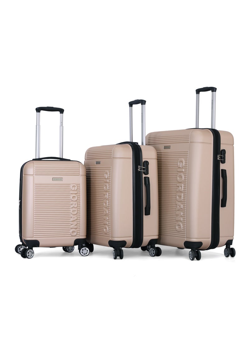 GIORDANO Giordano Luggage Set 3 PCS TSA, L 28-M 24-S 20 Inches champagne- 8274/3TR  - Image 1