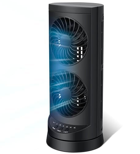 Kopbeau Personal Tower Cooling Fans that Blow Cold Air, Standing Small Desk Fan with 3 Speeds & Timer, 60° & 110° Oscillating Table Fan, Quiet and Safe Electric Floor Fan for Bedroom, Bedside, Home, Office - Image 1