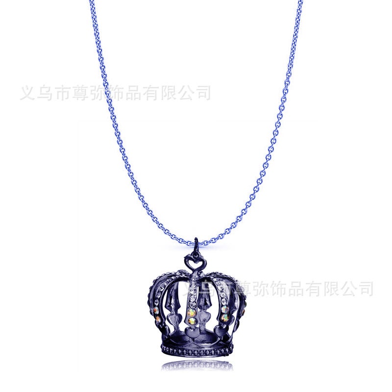 Fashion Crown Keychain Crystal Charmsweater chain (black) sweater chain (black)