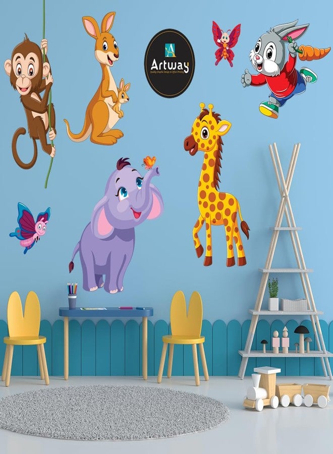 آرت واي ملصق جداري ثلاثي الأبعاد من Artway بتصميم كرتوني جميل لأسد وفيل وفراشات، مناسب لتزيين جدران غرف الأطفال والرضع، والممرات، وغرف المعيشة (60 سم × 65 سم) - Image 3