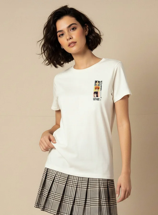 SP Characters T-shirt with Fruits Basket Print