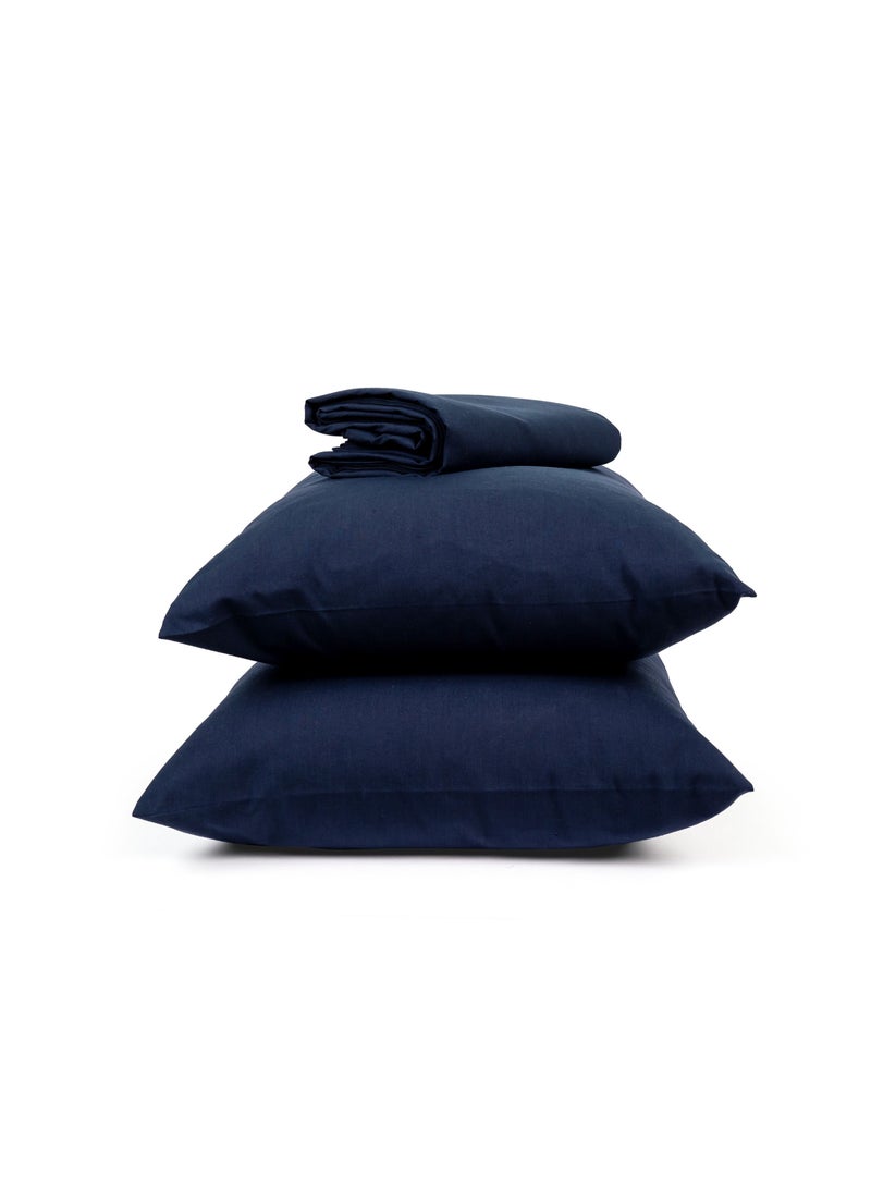 Home of linens طقم ملاءات مسطحة أزرق داكن 180 × 260  - Image 2