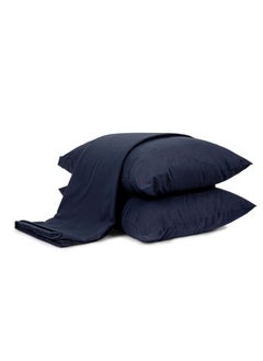 Home of linens طقم ملاءات مسطحة أزرق داكن 180 × 260  - Image 1