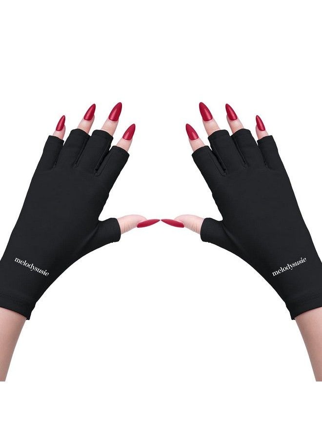 MelodySusie Uv Glove For Gel Nail Lamp Professional Upf50+ Uv Protection Gloves For Manicures Nail Art Skin Care Fingerless Anti Uv Glove Protect Hands From Uv Harm (Black)  - Image 1
