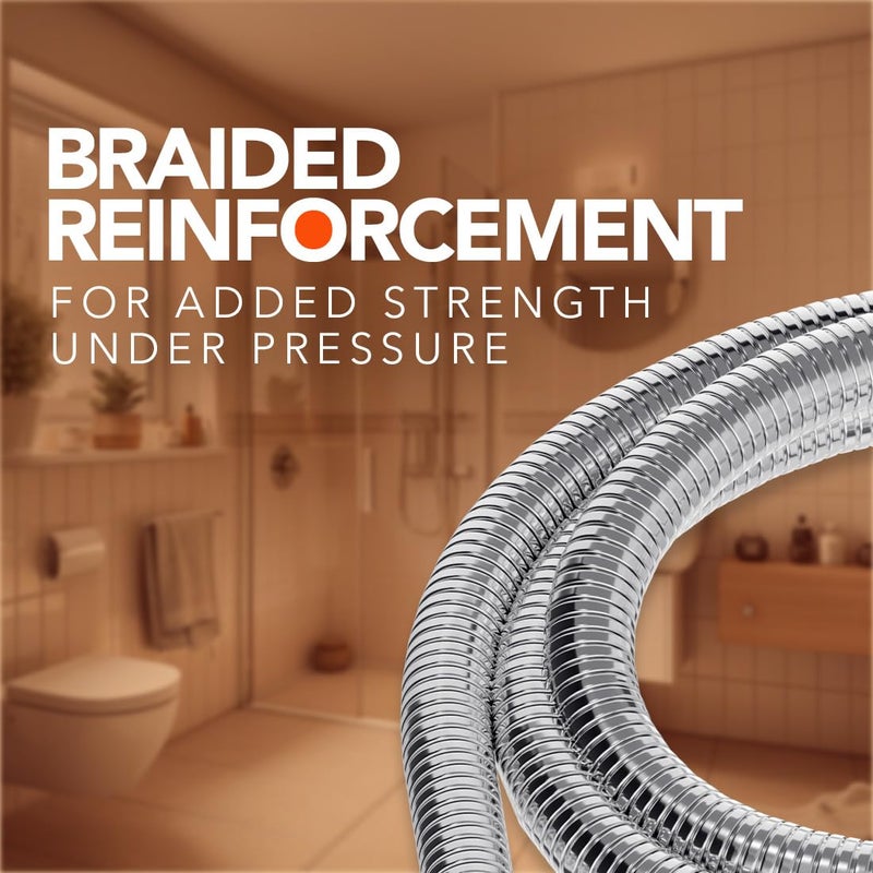 Lorazzo Stainless Steel 304 grade Hose Pipe- 40 inches (1 meter) long | Flexible | Compatible with hand shower & health faucet | Chrome color | With brass nuts and inserts (1-year warranty) - Image 4