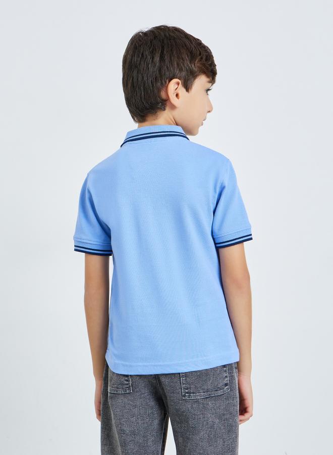 Styli Kids Blue Embroidered Polo Shirt - Image 3