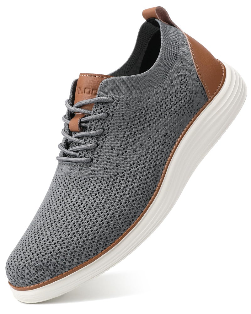 VILOCY Men's Casual Dress Sneakers Oxfords Business Mesh Breathable Walking Shoes Tennis Comfortable Fashion Office EU48 Grey - Image 1