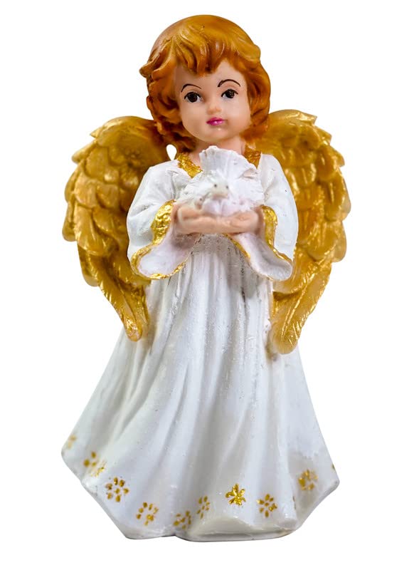 Newven Handcrafted Angel showpiece Idol Decorative Statue Christian Figurine for Home Decor Craft Gifts for House Warming for Living Room 20 x 11 x 10 cm Multicolour, 1 Piece, Stone - Image 3