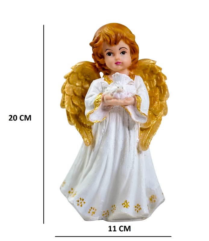 Newven Handcrafted Angel showpiece Idol Decorative Statue Christian Figurine for Home Decor Craft Gifts for House Warming for Living Room 20 x 11 x 10 cm Multicolour, 1 Piece, Stone - Image 2