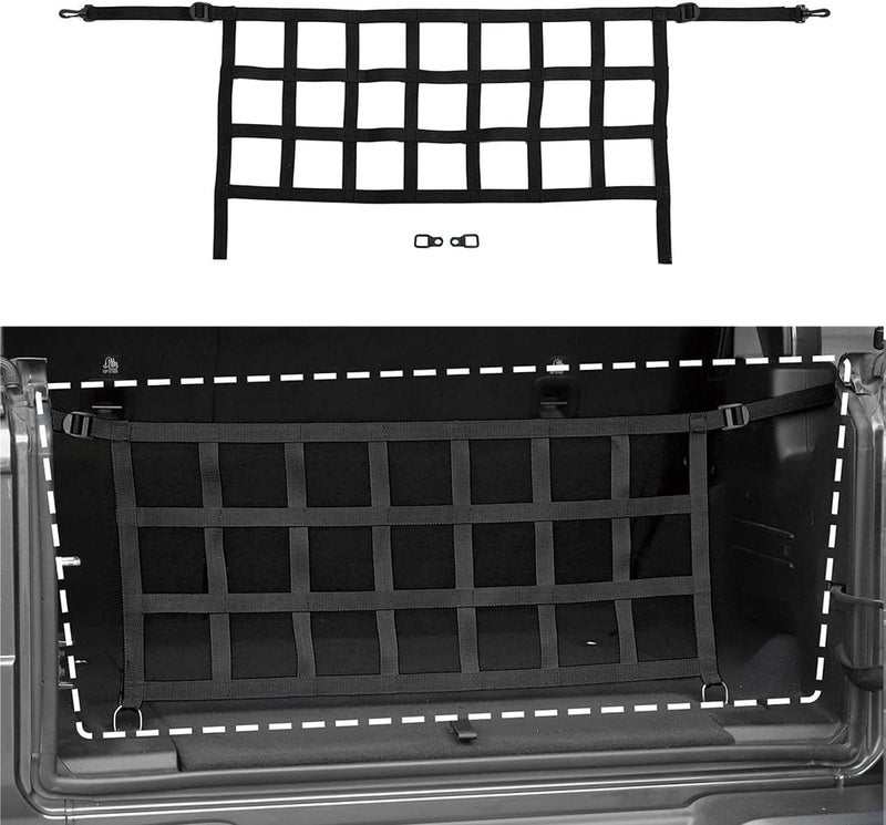 Fit for Jeep JL Rear Trunk Mesh Cargo Net for Jeep Wrangler JL JLU 2018 up Trunk Organizer Storage Accessories Red (Black) - Image 1