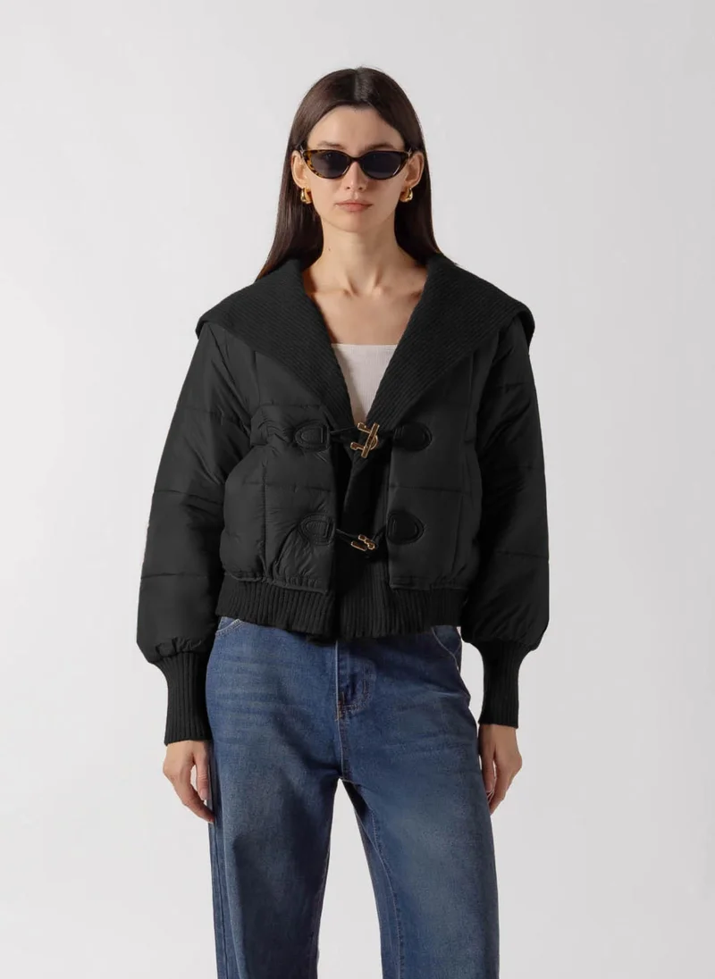 KNIT COLLAR TOGGLE PUFFER