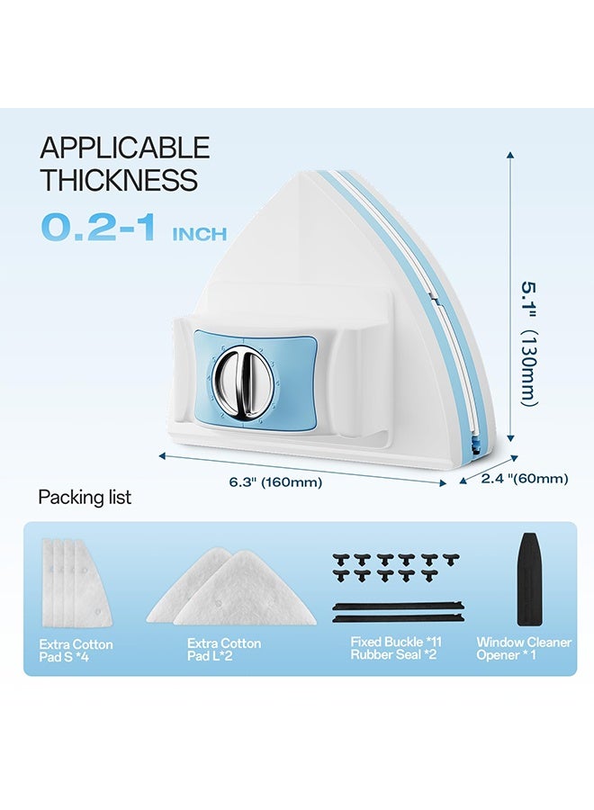 يلا جوي منظف ​​نوافذ مغناطيسي - ممسحة تنظيف زجاج النوافذ ذات الوجهين (5-25 مم) للزجاج المزدوج الفردي، أداة تنظيف الزجاج الأمامي القابلة للتعديل بستة ملفات للمباني الشاهقة - Image 4